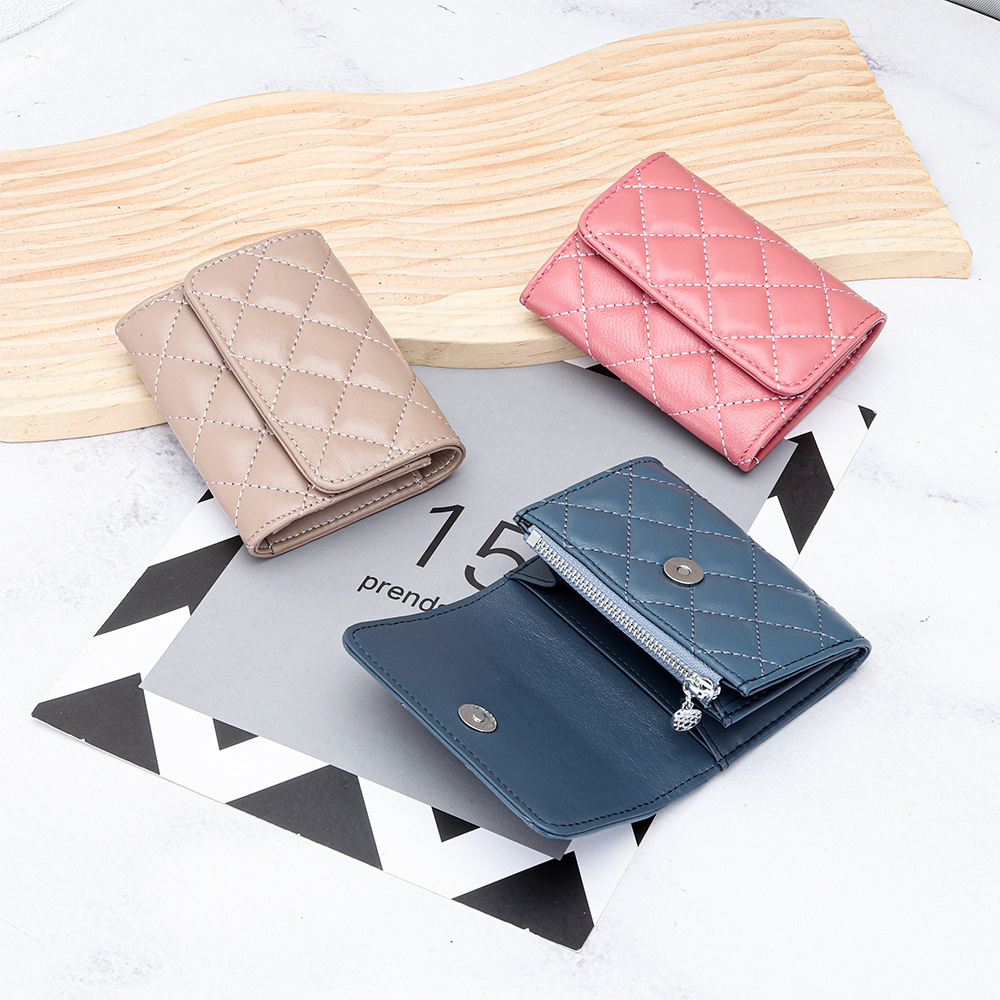 Luxury Bags Brand Names - جلد الغنم مبطن حامل بطاقة المرأة